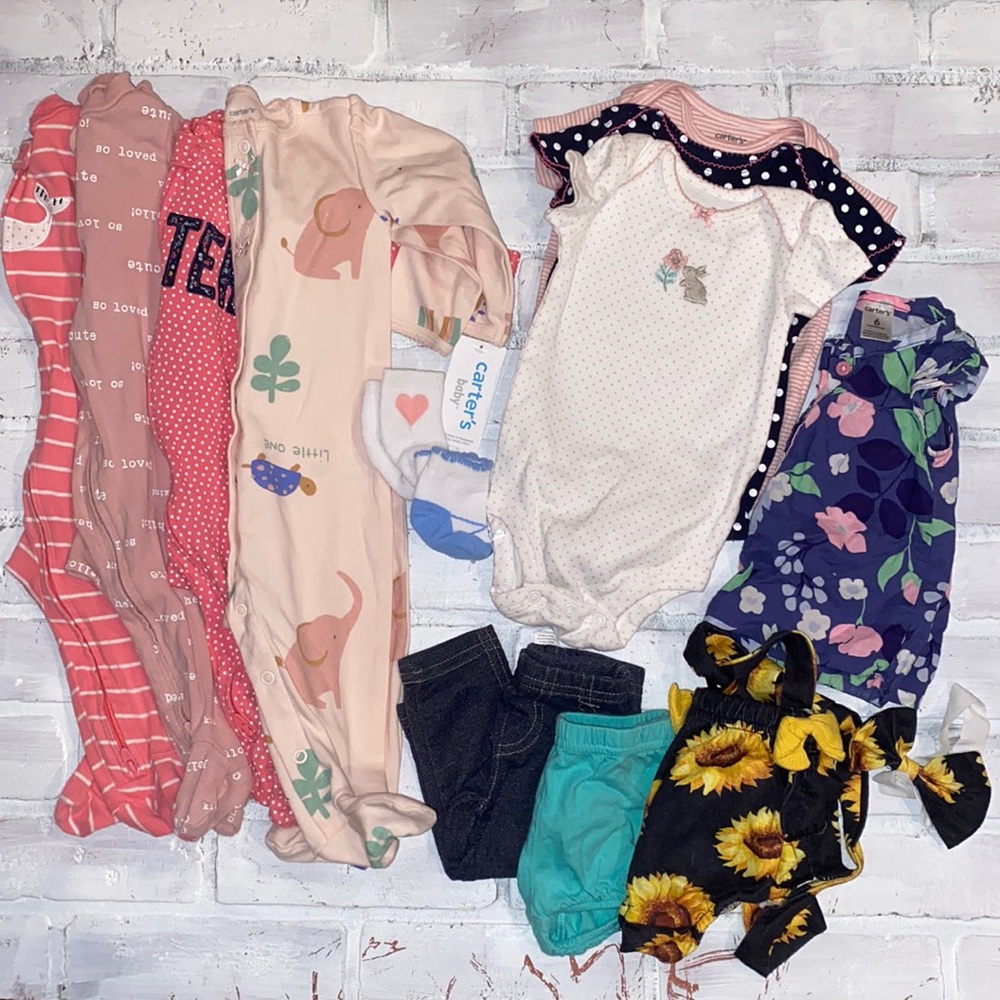 Babygirl 6m spring & summer footie onesie bundle!!